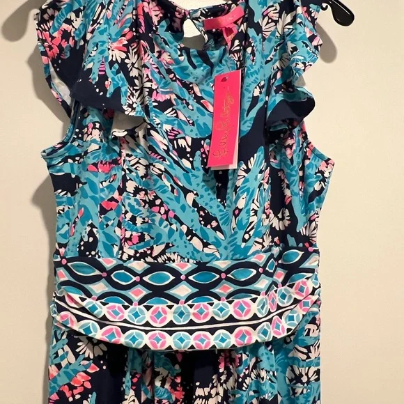 COPY - Lilly Pulitzer Blue and Black Halter Maxi Sundress - Picture 2 of 3